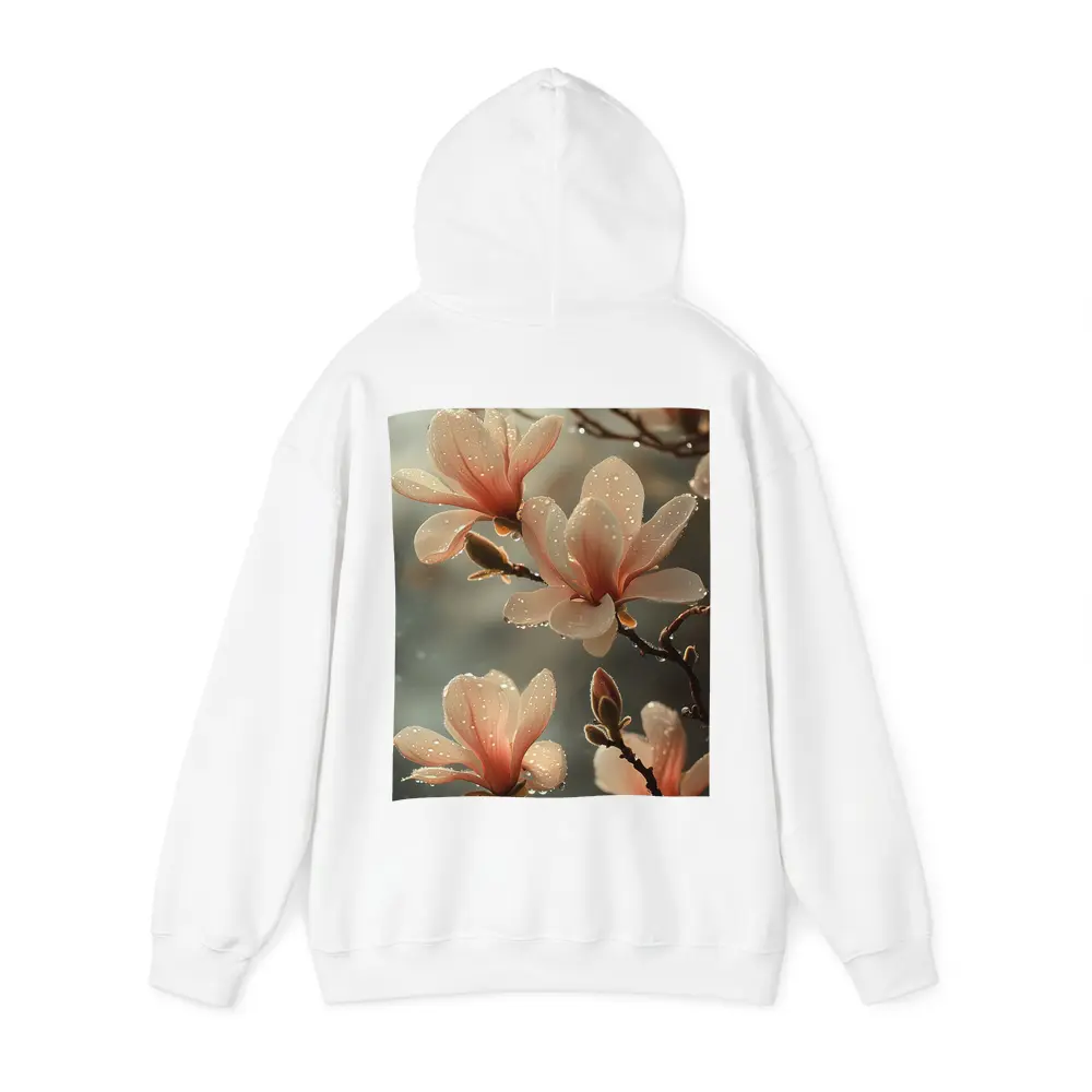 Pink Magnolia Flowers With Dew Drops – Hoodies