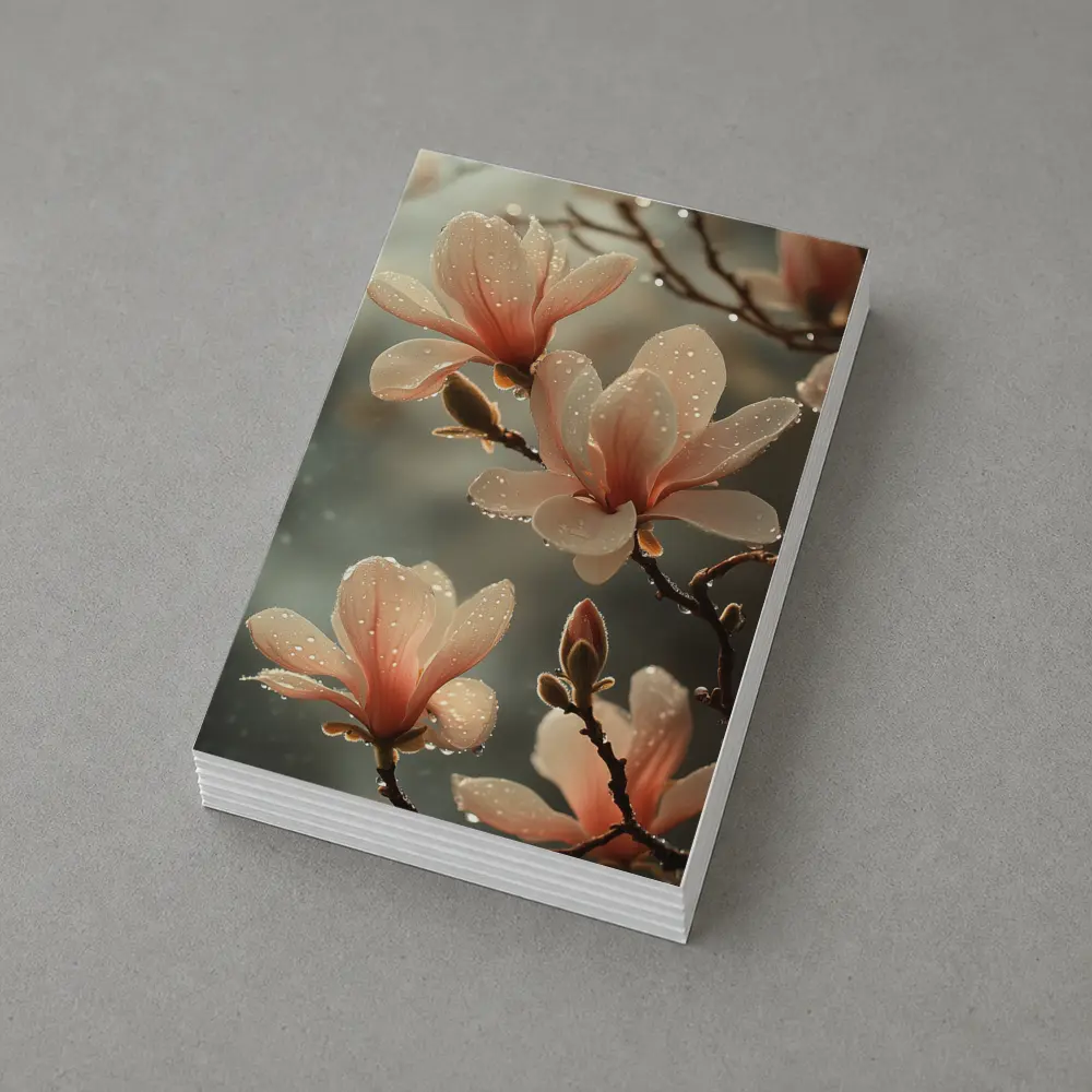 Pink Magnolia Flowers With Dew Drops – Postcards