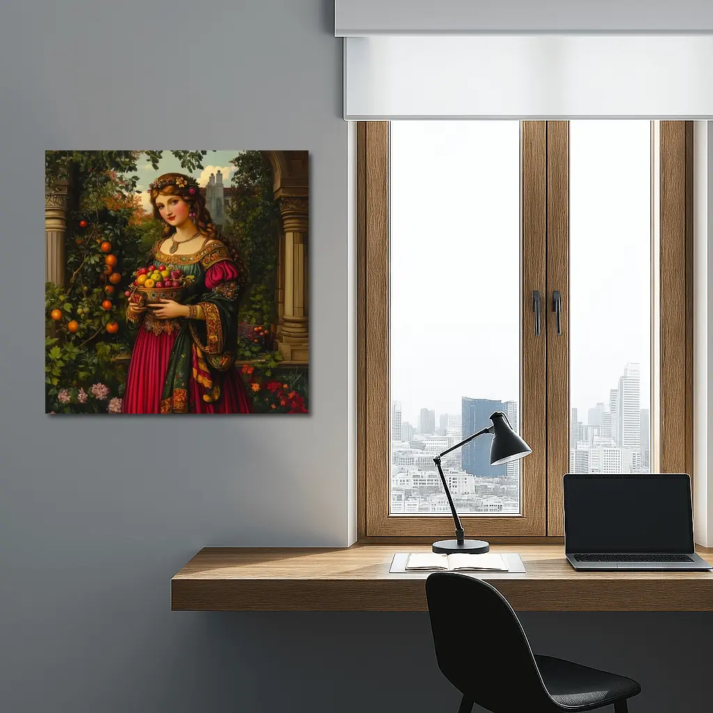 Renaissance Woman Holding Fruit Bowl Garden – Wall Art