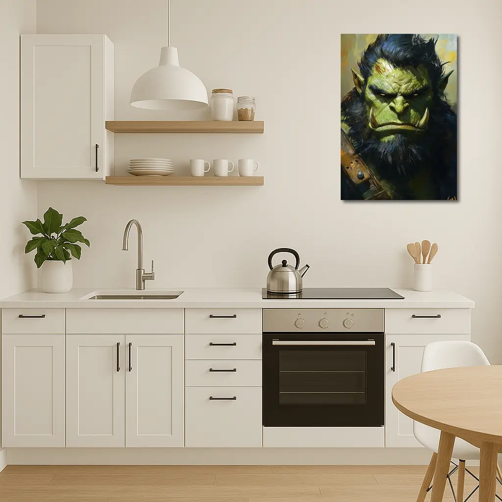 Green Orc Warrior Portrait Fantasy Art – Wall Art