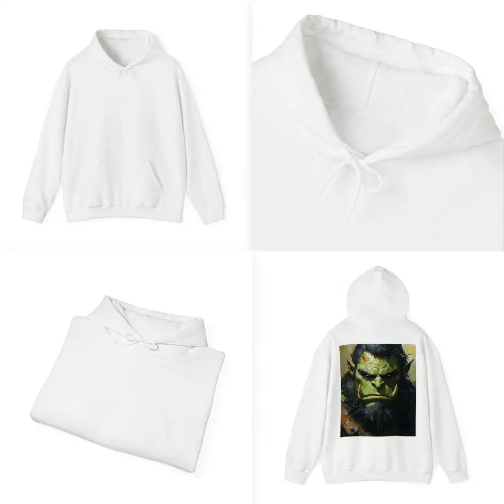Green Orc Warrior Portrait Fantasy Art – Hoodies