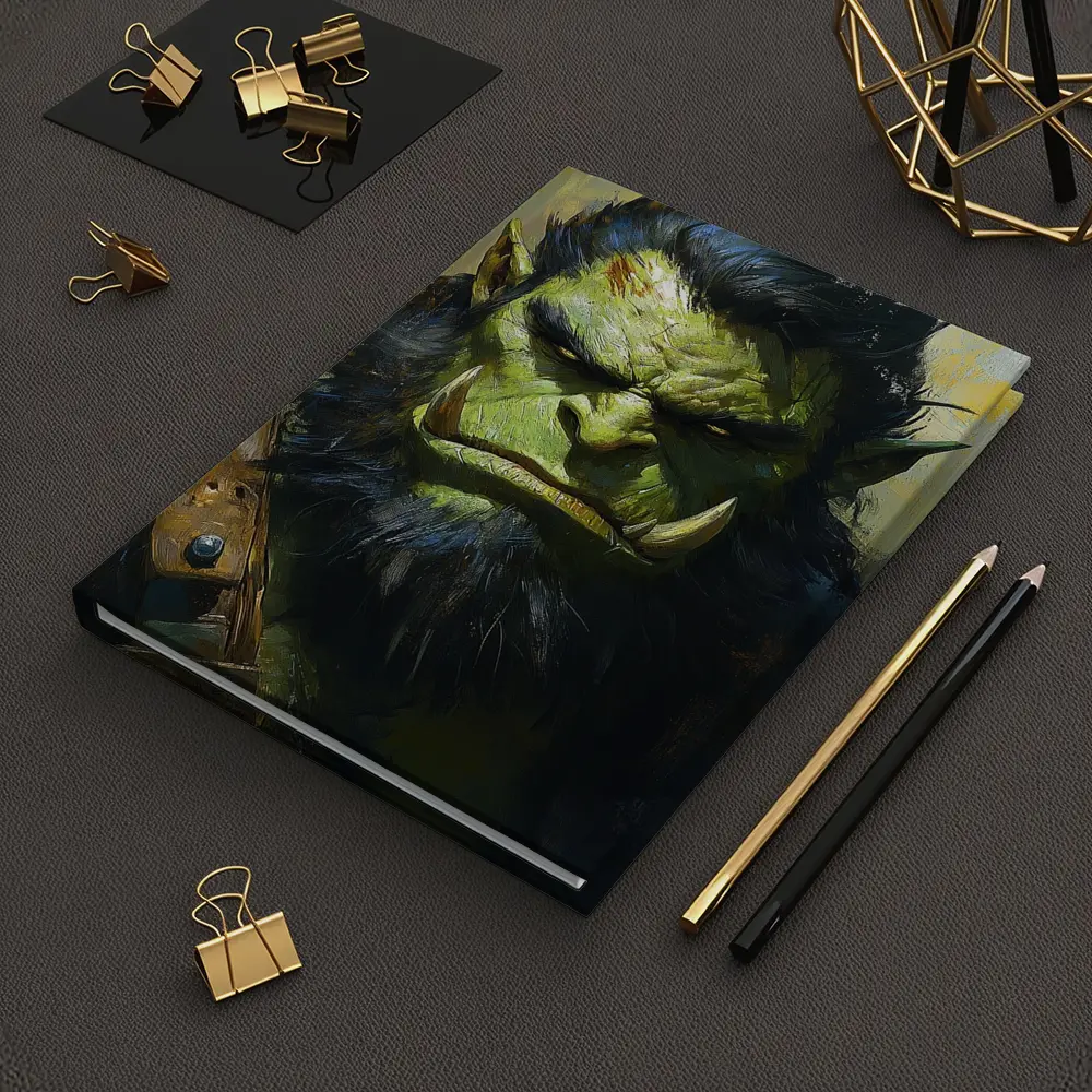 Green Orc Warrior Portrait Fantasy Art – Notebooks