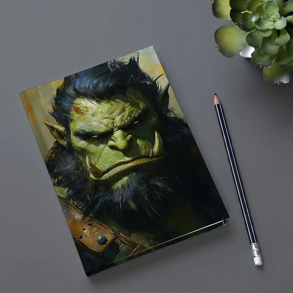Green Orc Warrior Portrait Fantasy Art – Notebooks