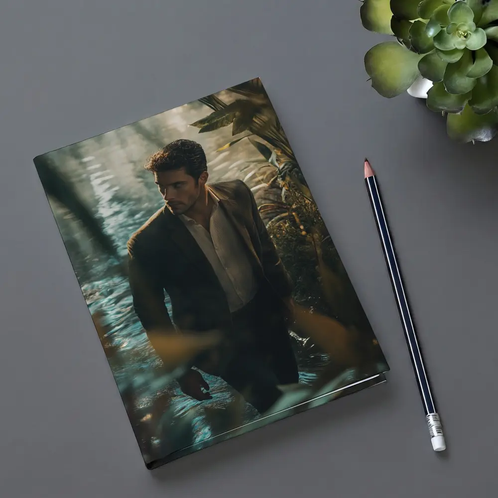 Man in Suit Wading Through Jungle Water – Notebooks