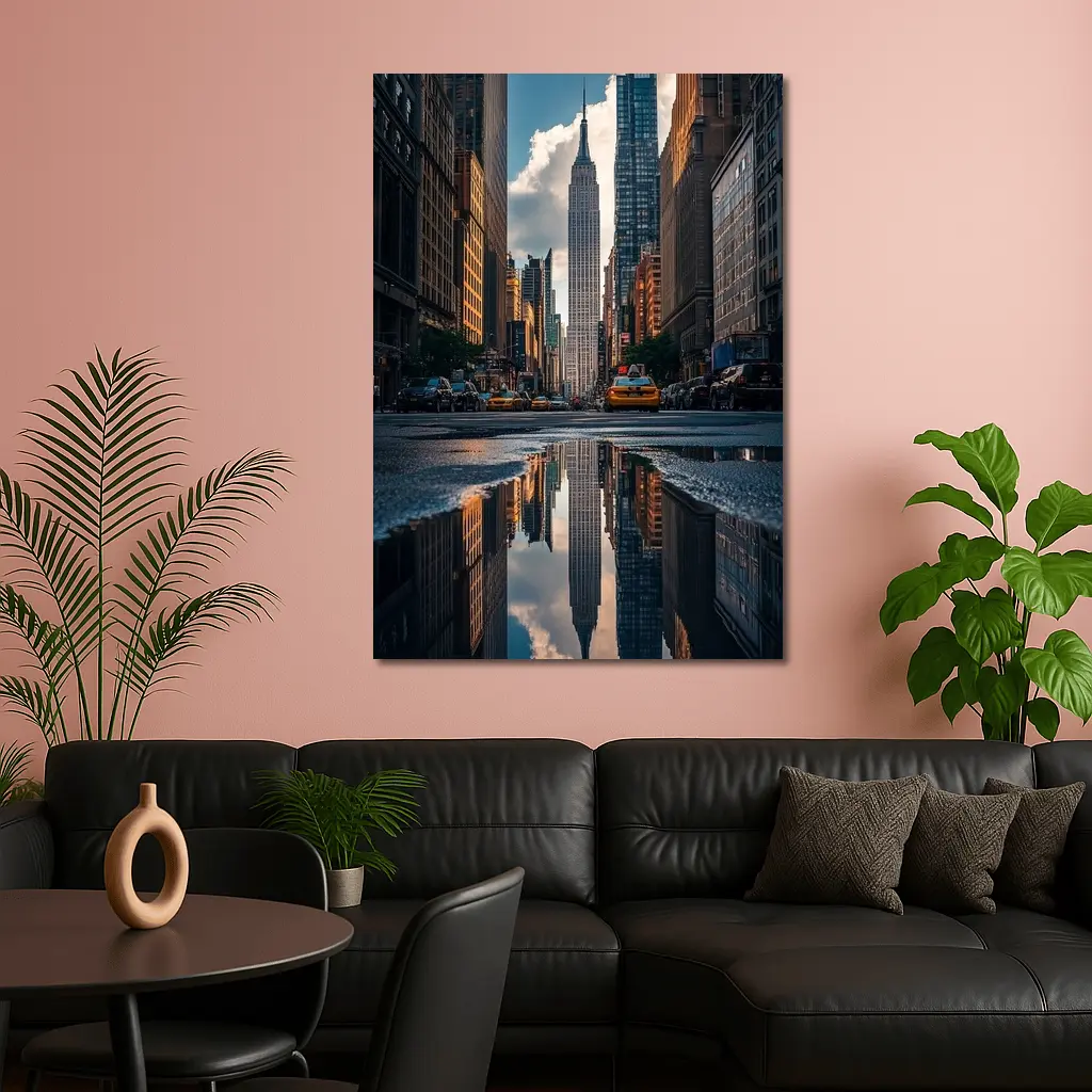 Empire State Building New York Street Reflection – Wall Art