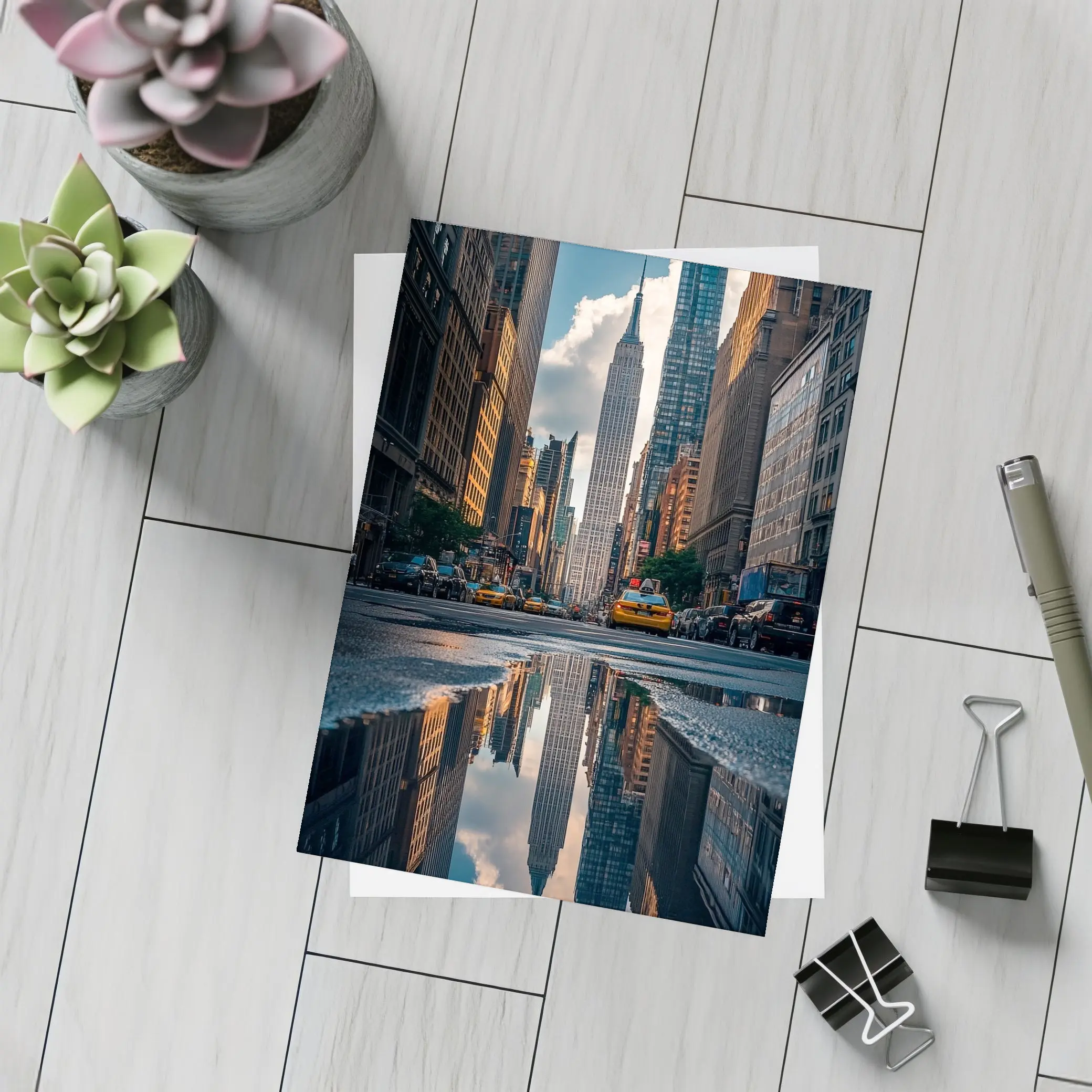 Empire State Building New York Street Reflection – Postcards