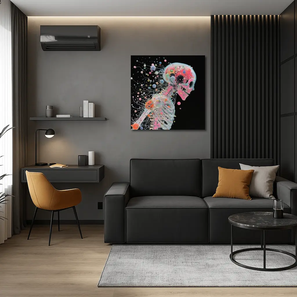 Colorful Skeleton Anatomy Art Black Background – Wall Art