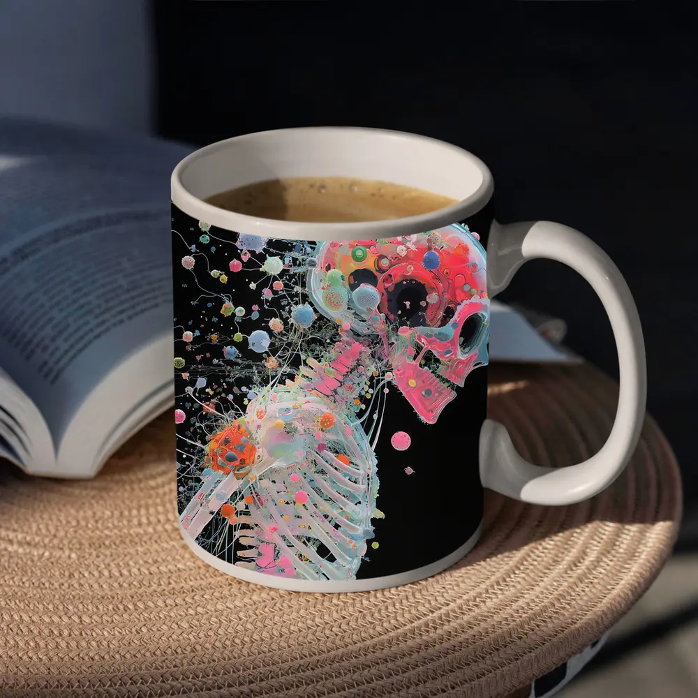 Colorful Skeleton Anatomy Art Black Background – Mugs