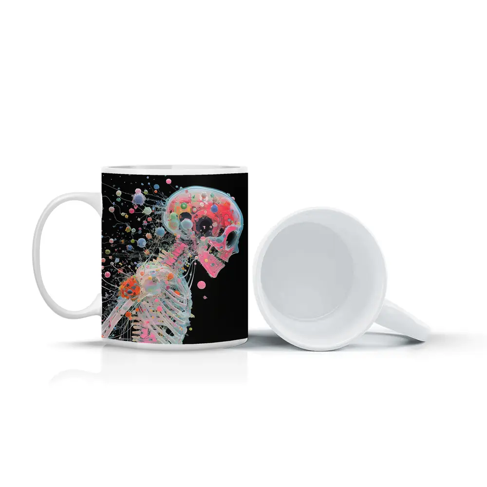 Colorful Skeleton Anatomy Art Black Background – Mugs