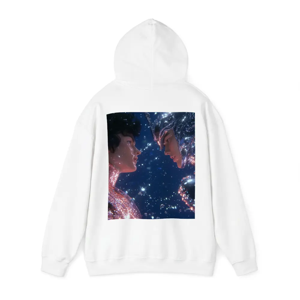 Two Cosmic Beings Facing Deep Blue Space – Hoodies