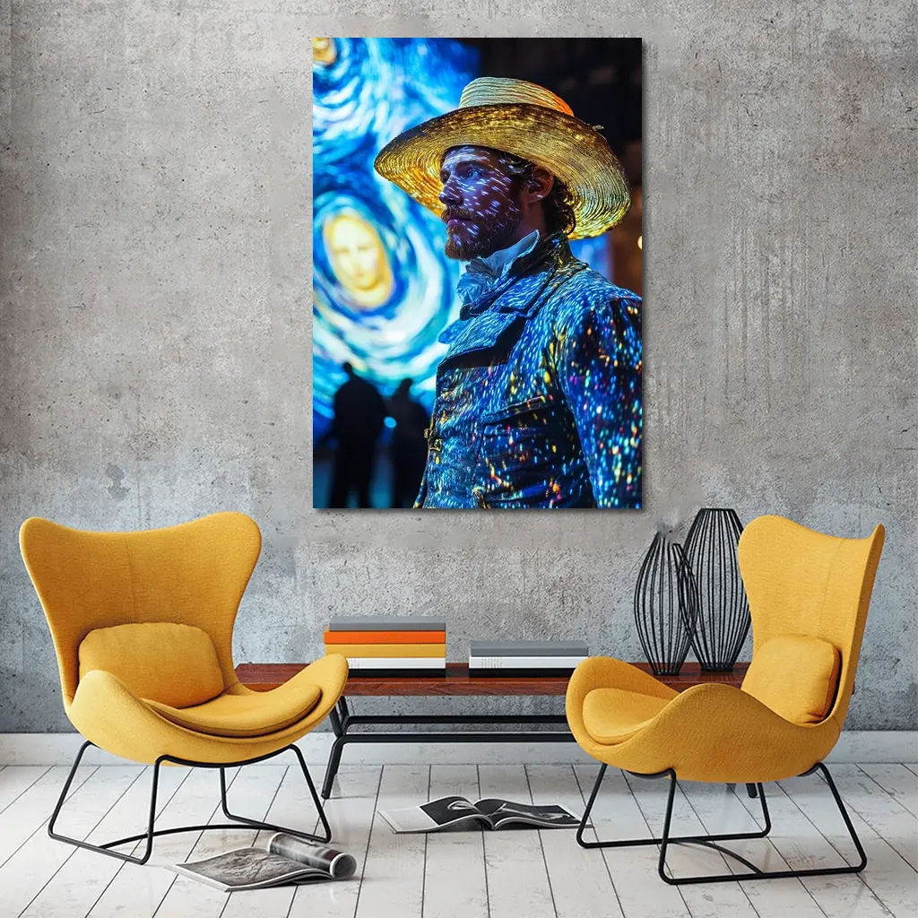 Van Gogh Starry Night Man Portrait Art – Wall Art