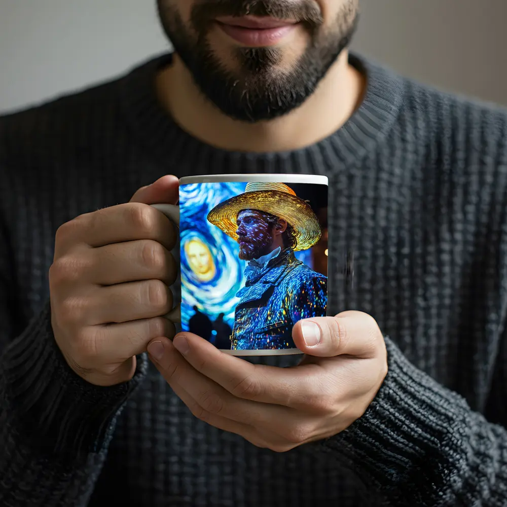 Van Gogh Starry Night Man Portrait Art – Mugs
