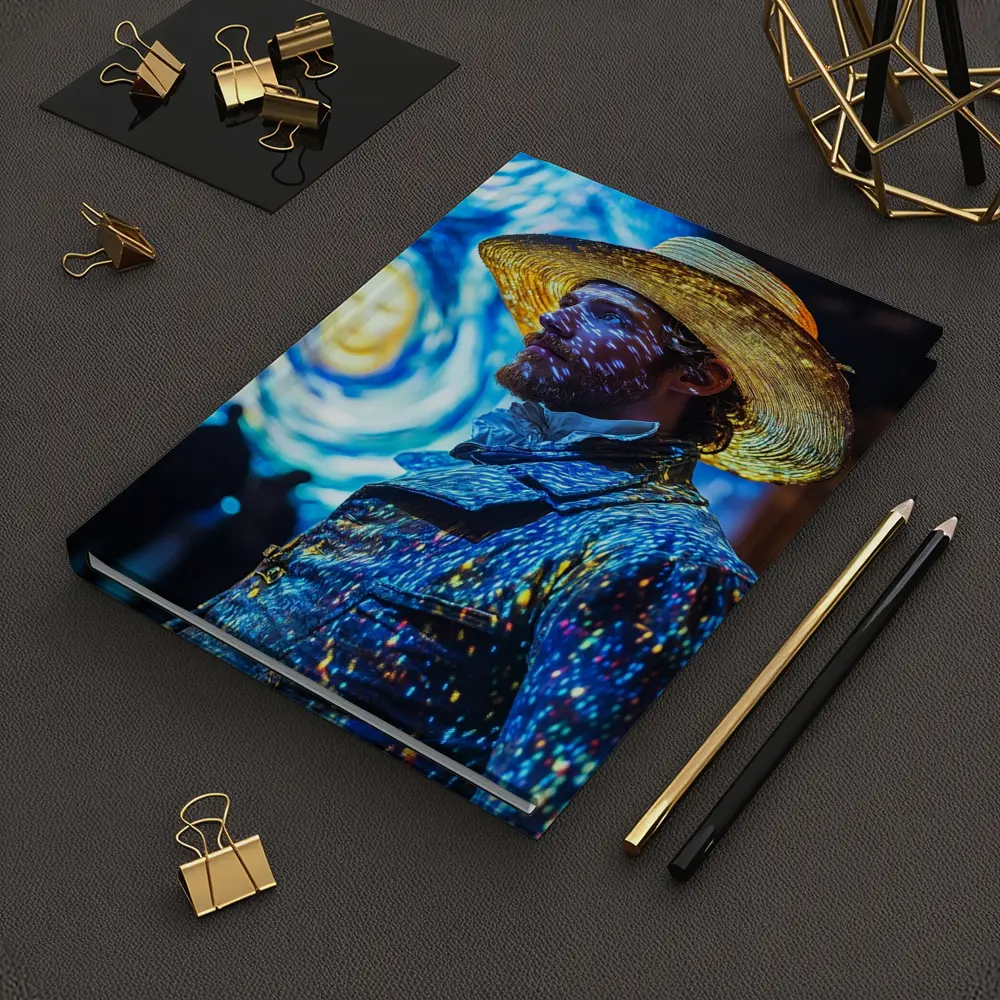 Van Gogh Starry Night Man Portrait Art – Notebooks