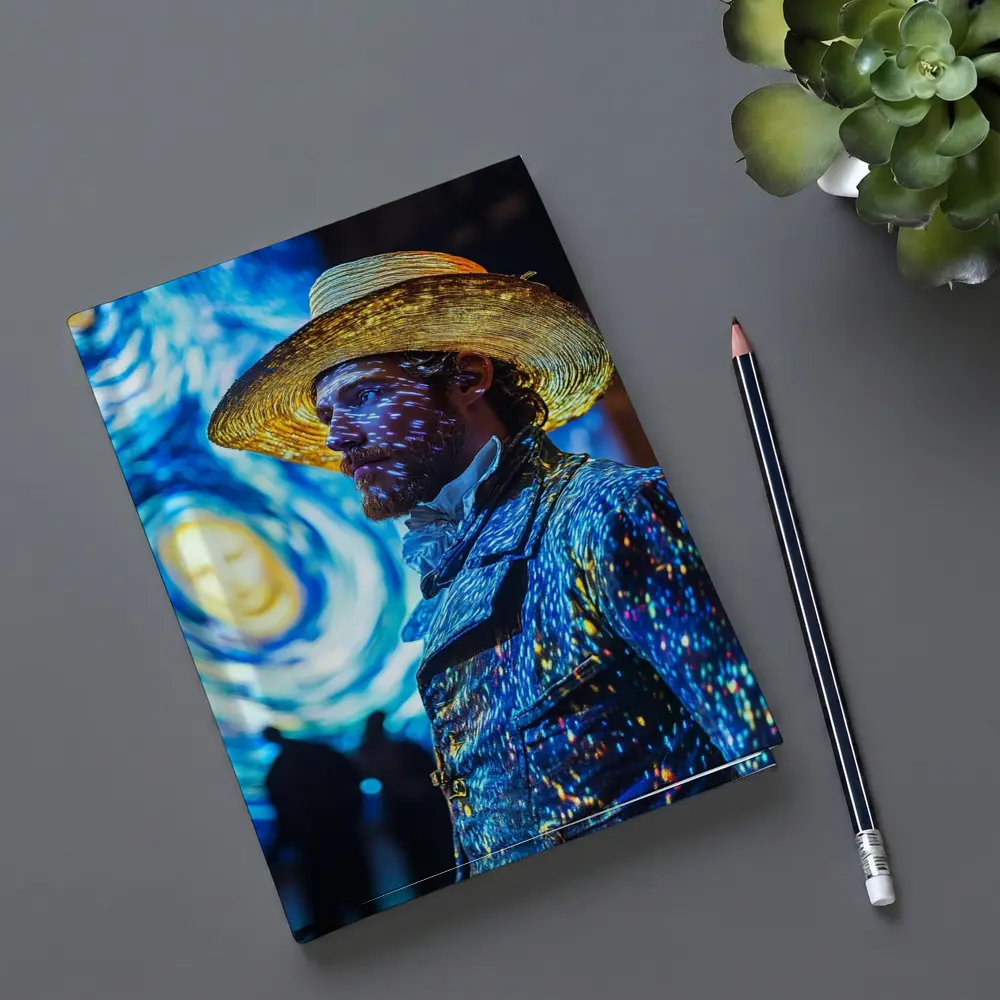 Van Gogh Starry Night Man Portrait Art – Notebooks