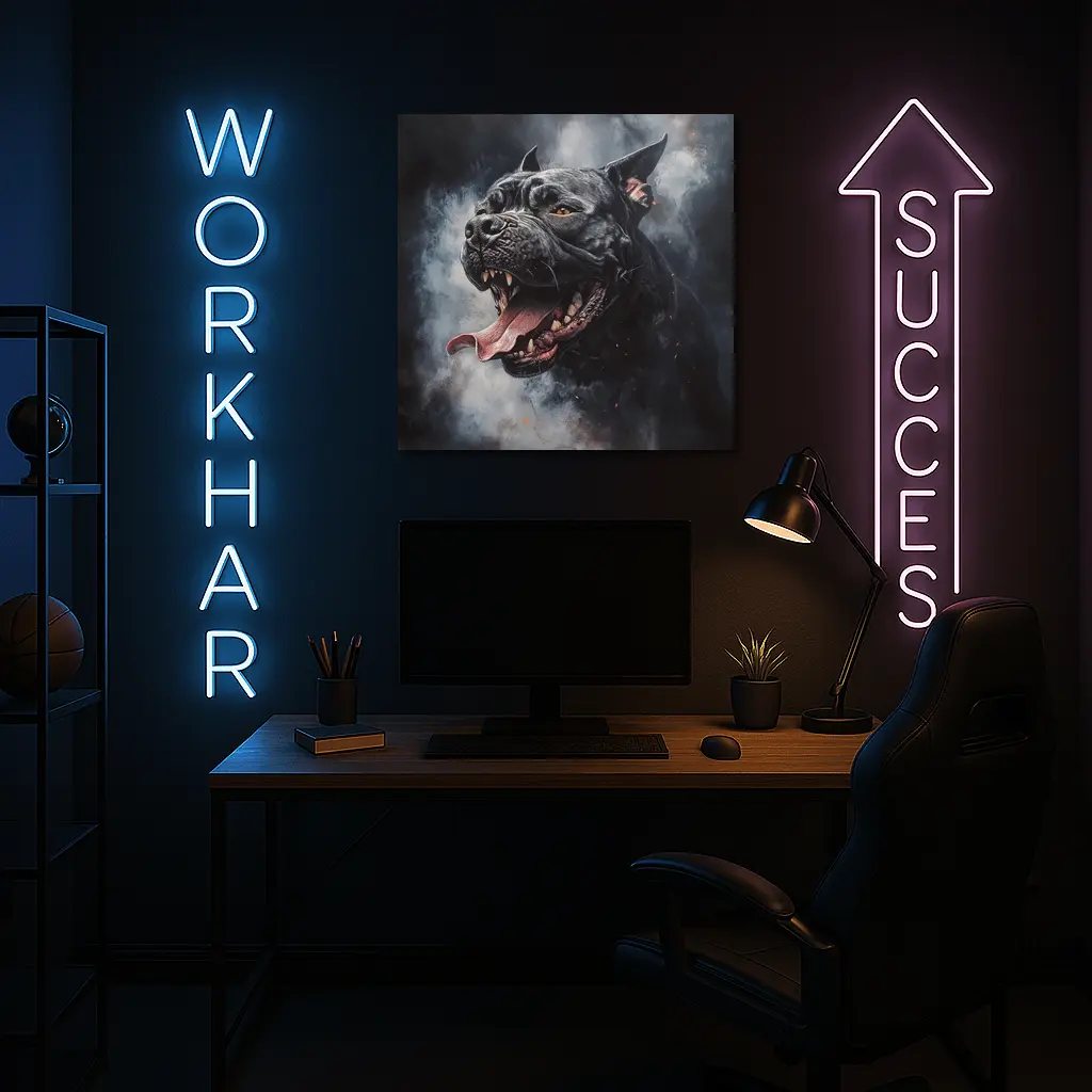 Black Pit Bull Dark Smoke Fantasy Art – Wall Art