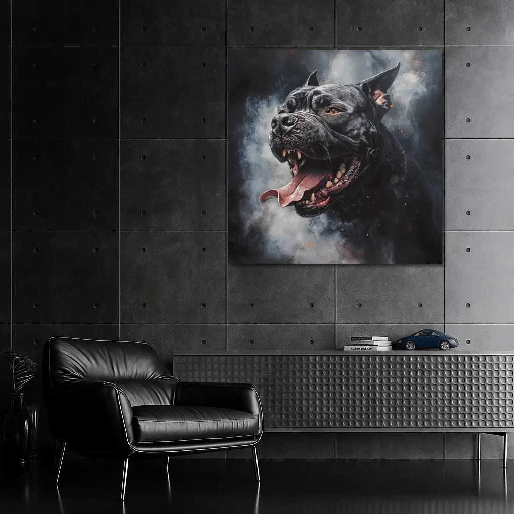 Black Pit Bull Dark Smoke Fantasy Art – Wall Art