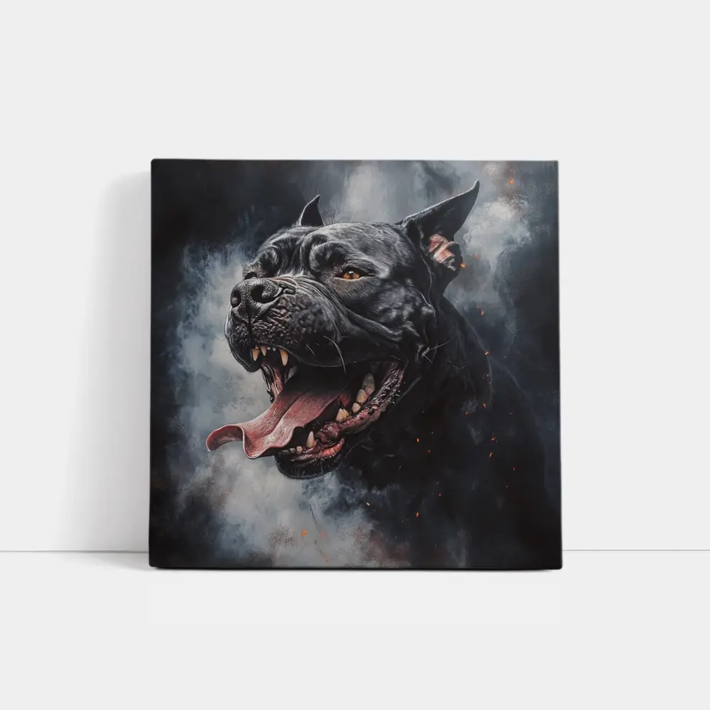 Black Pit Bull Dark Smoke Fantasy Art – Wall Art