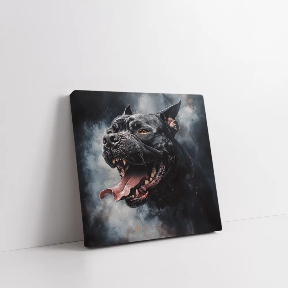 Black Pit Bull Dark Smoke Fantasy Art – Wall Art