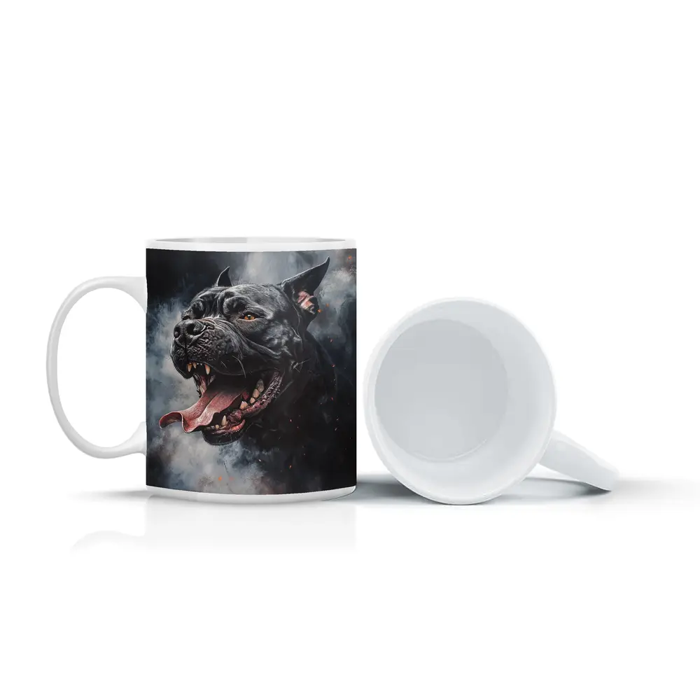 Black Pit Bull Dark Smoke Fantasy Art – Mugs