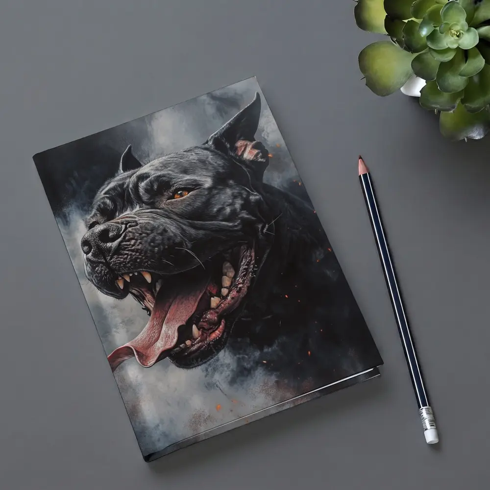 Black Pit Bull Dark Smoke Fantasy Art – Notebooks