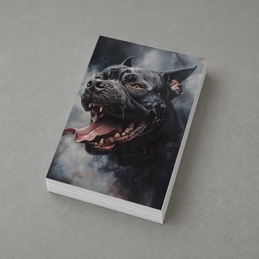 Black Pit Bull Dark Smoke Fantasy Art – Postcards