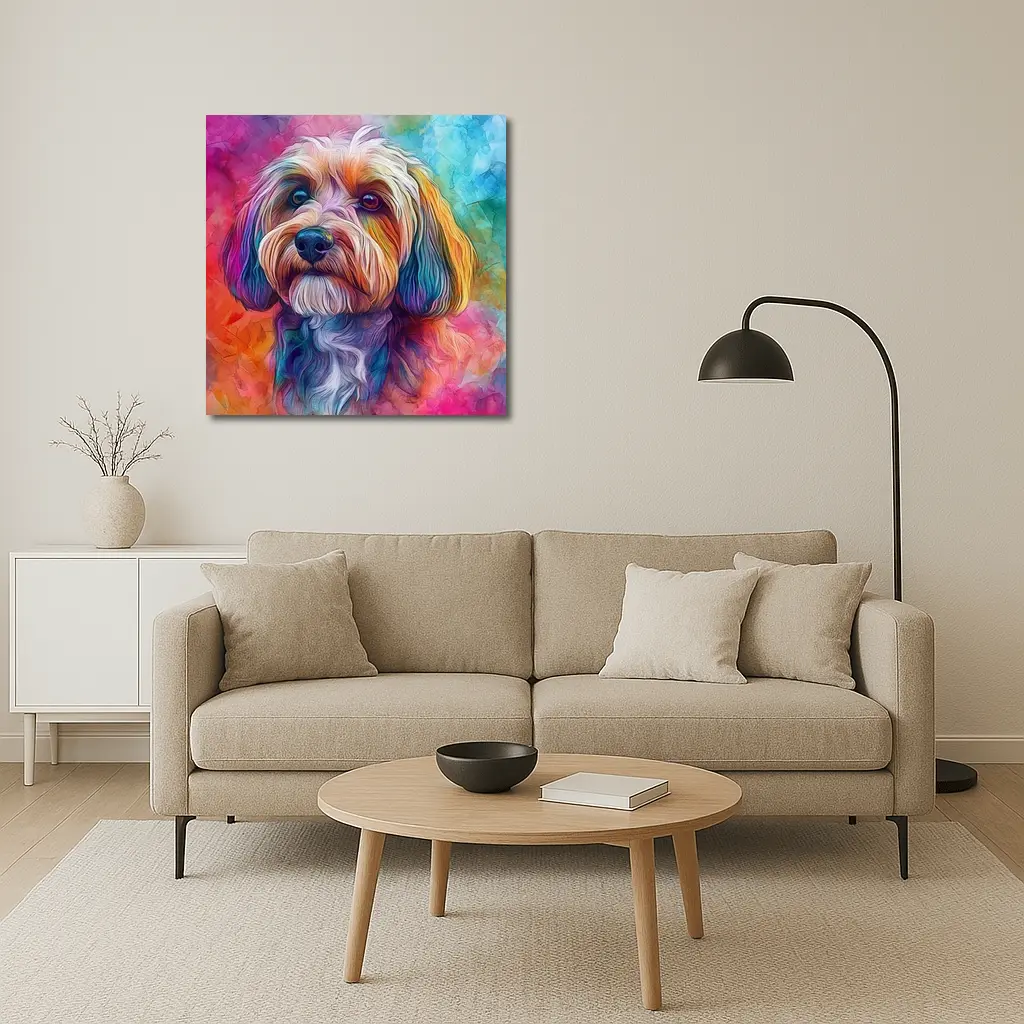 Colorful Havanese Dog Watercolor Art Portrait – Wall Art