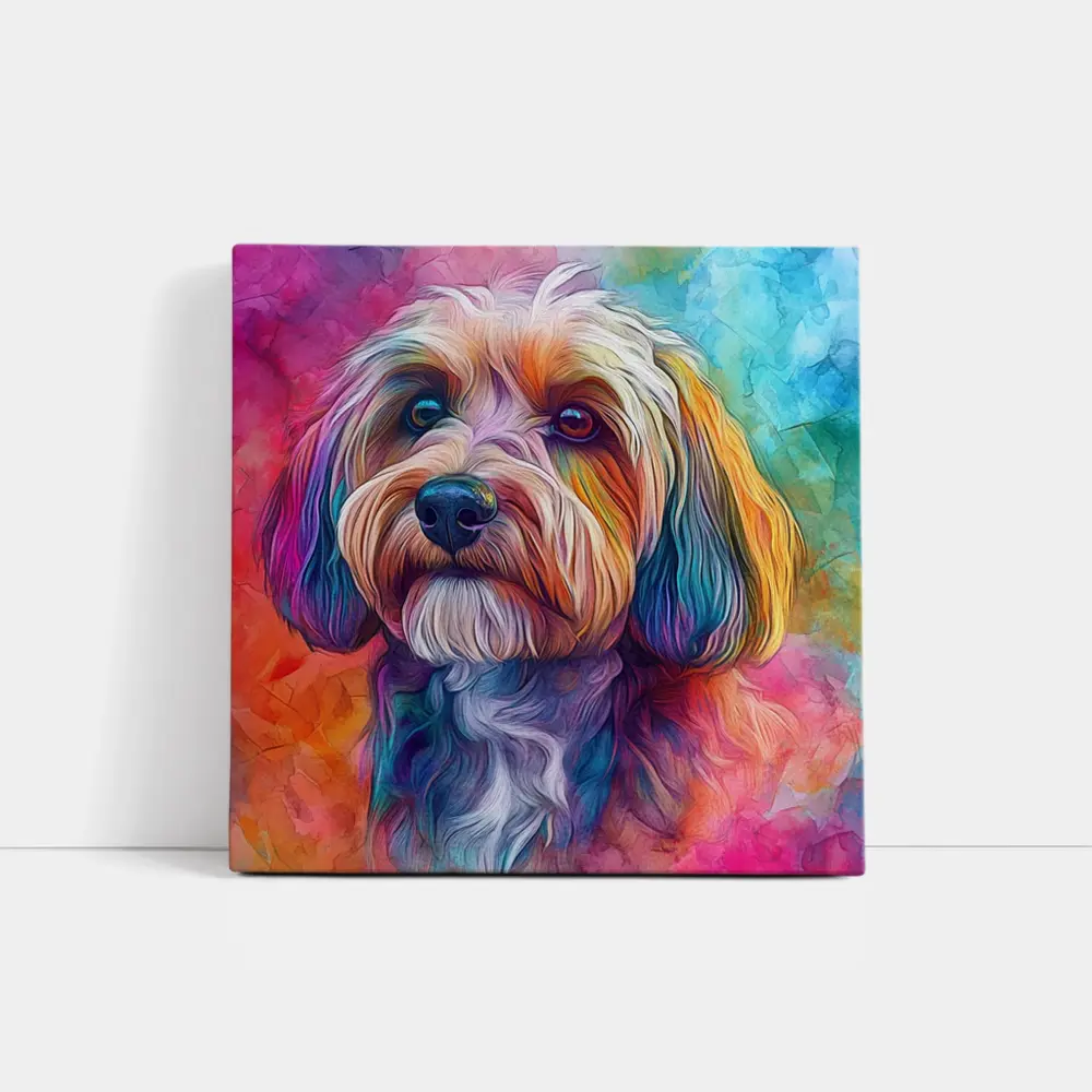 Colorful Havanese Dog Watercolor Art Portrait – Wall Art