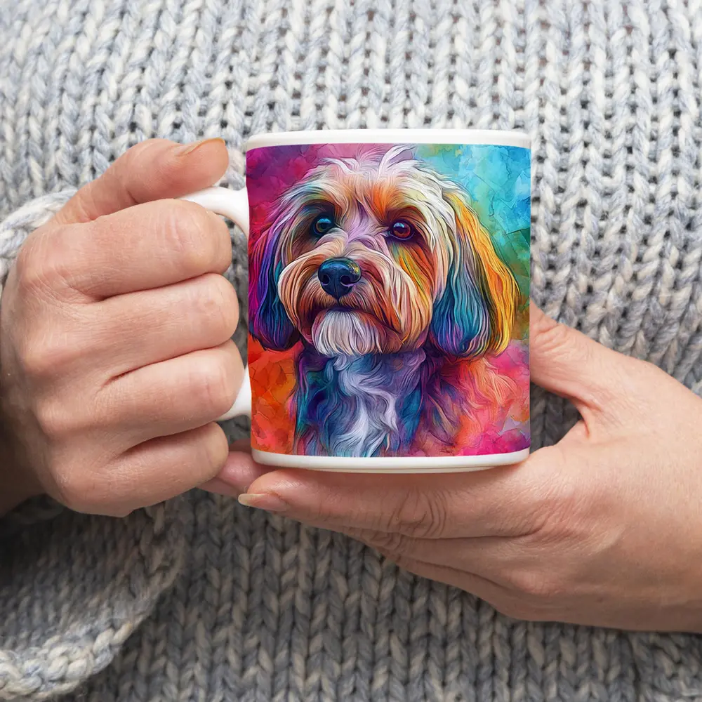 Colorful Havanese Dog Watercolor Art Portrait – Mugs