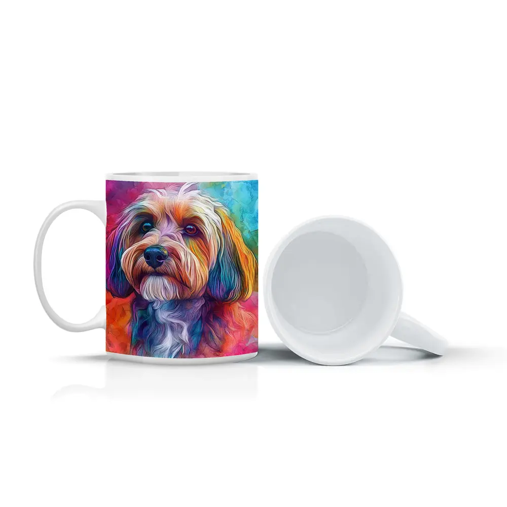Colorful Havanese Dog Watercolor Art Portrait – Mugs