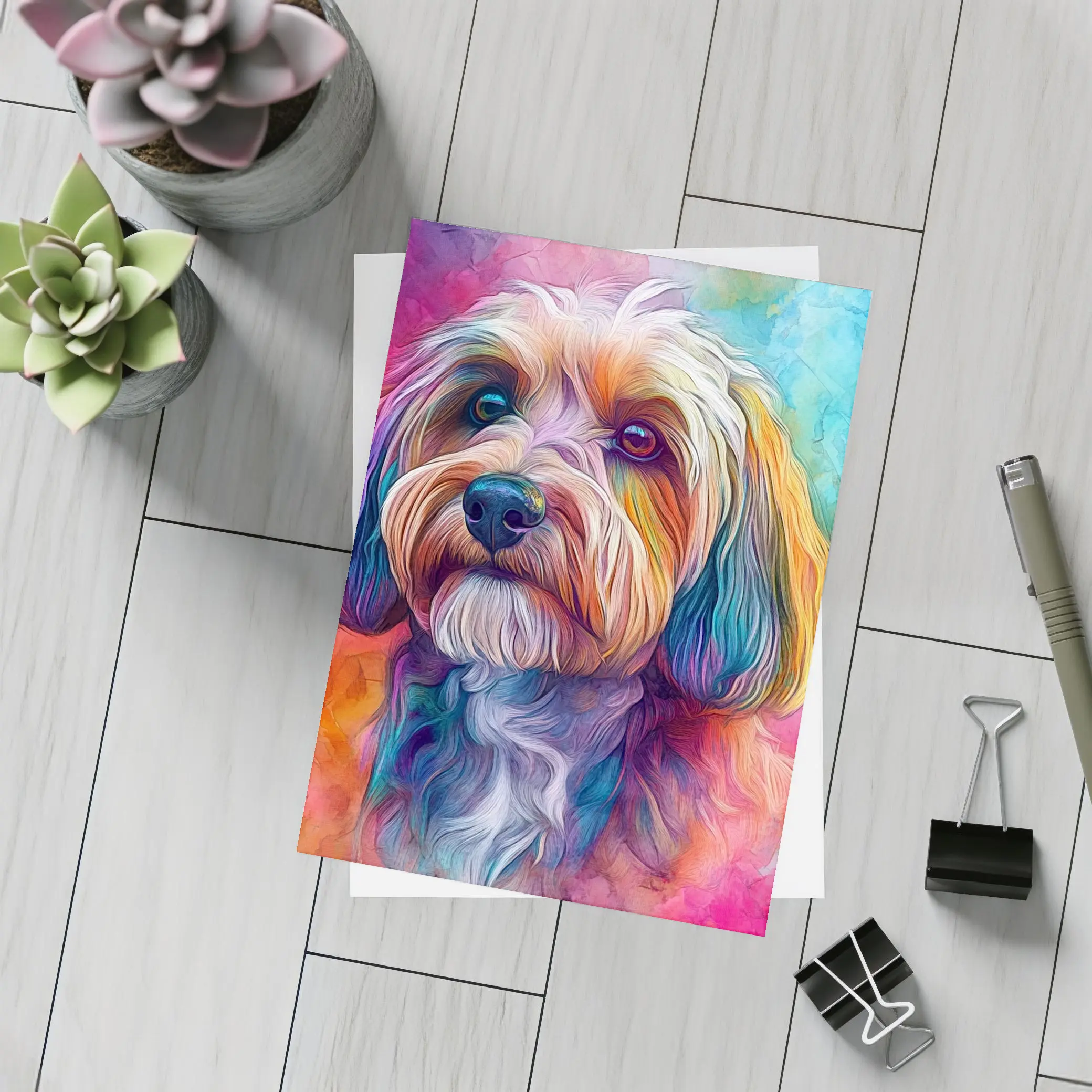 Colorful Havanese Dog Watercolor Art Portrait – Postcards