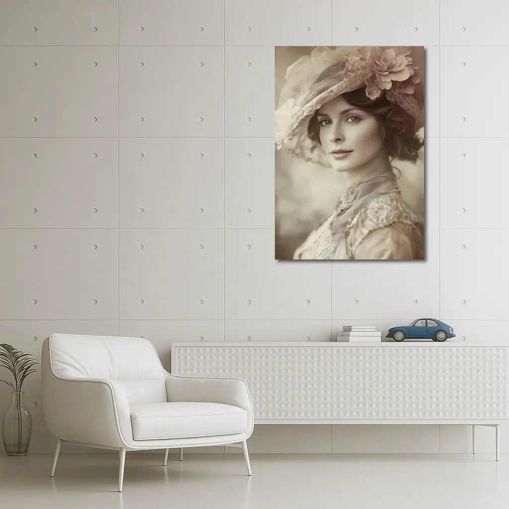 Victorian Woman Portrait Soft Floral Hat – Wall Art