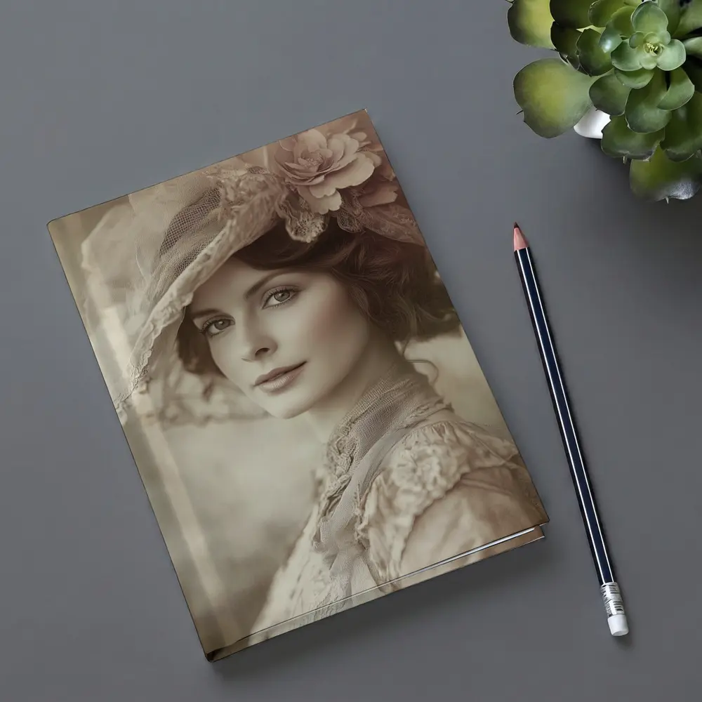 Victorian Woman Portrait Soft Floral Hat – Notebooks