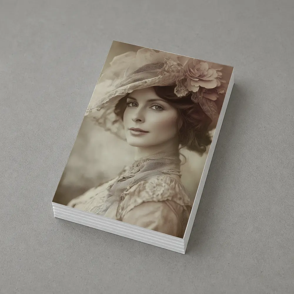 Victorian Woman Portrait Soft Floral Hat – Postcards