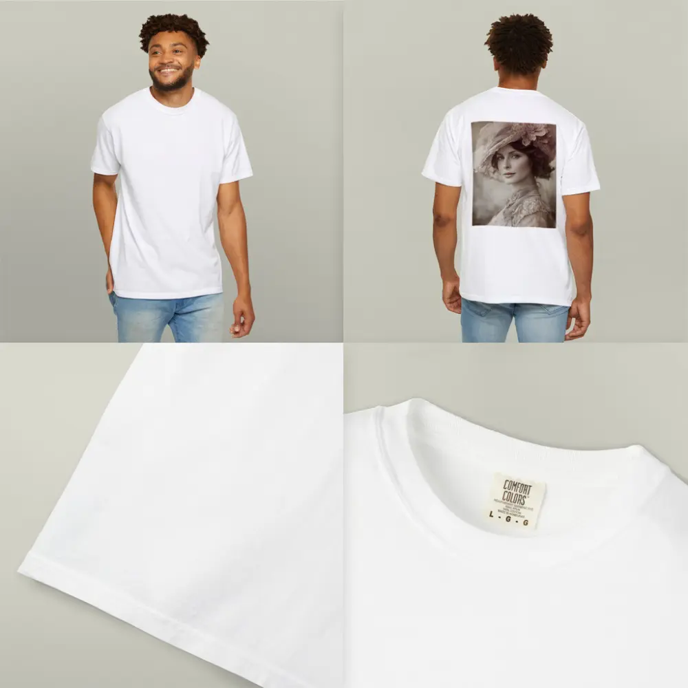 Victorian Woman Portrait Soft Floral Hat – T-Shirts