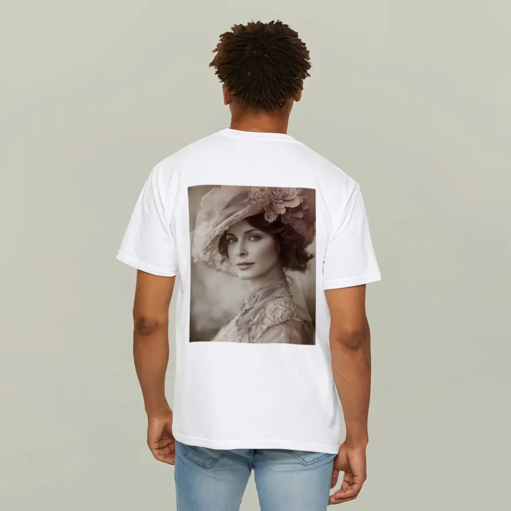 Victorian Woman Portrait Soft Floral Hat – T-Shirts