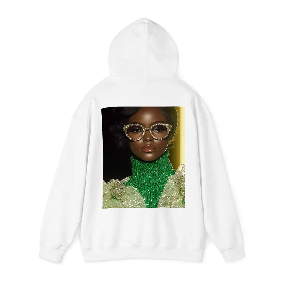Glamorous Woman Gold Rhinestone Glasses Fashion Portrait – Hoodies