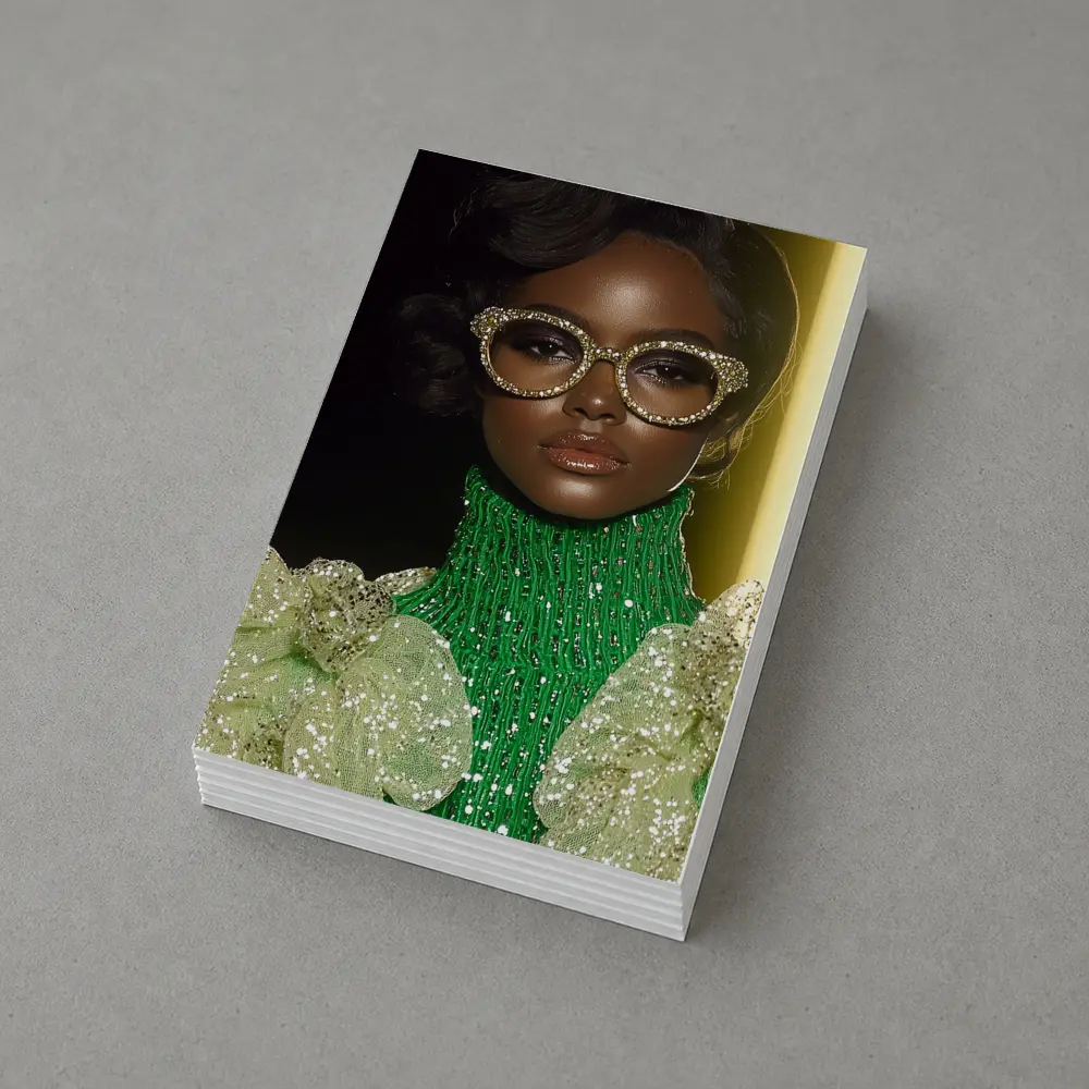 Glamorous Woman Gold Rhinestone Glasses Fashion Portrait – Postcards
