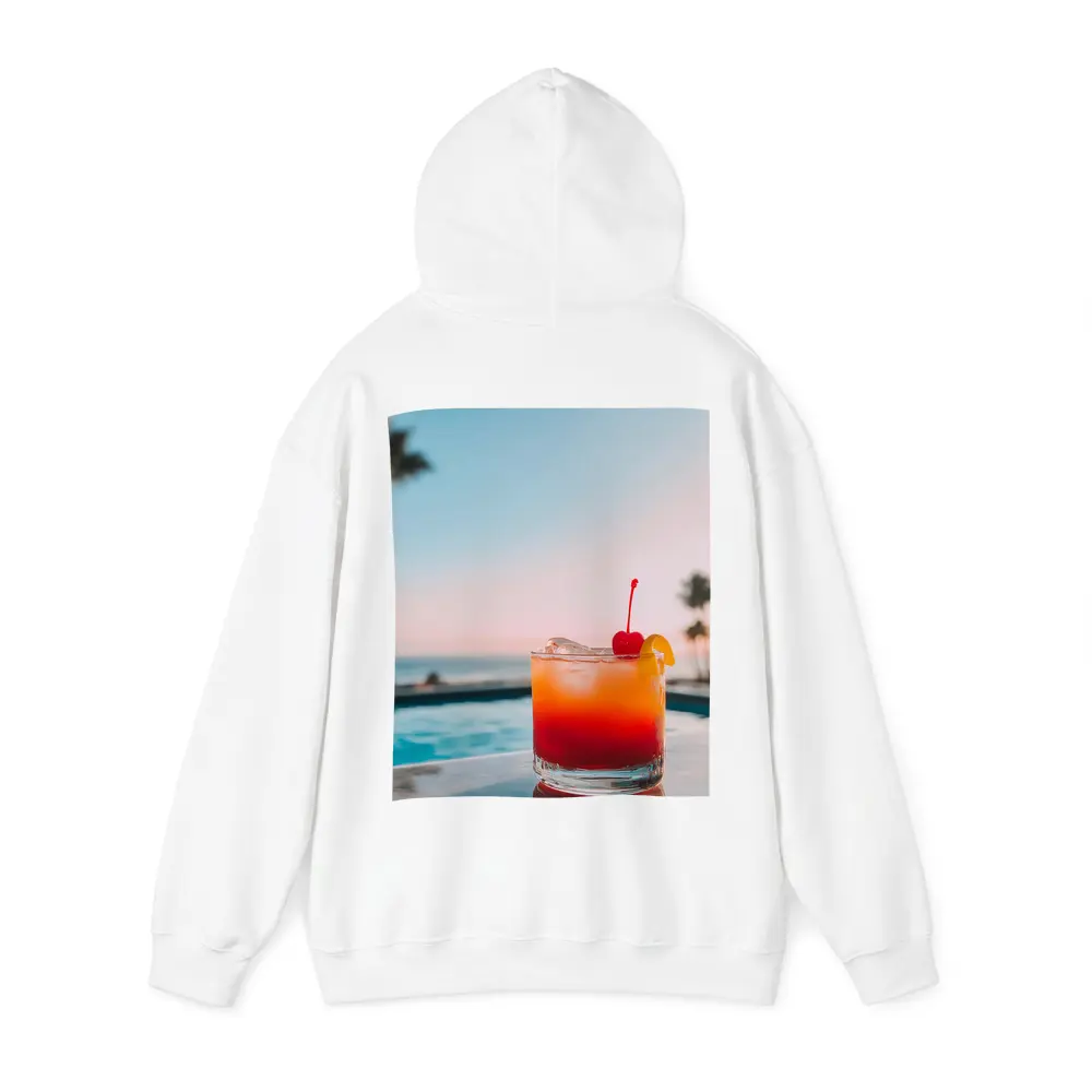 Tropical Cocktail Sunset Ocean Pool View – Hoodies