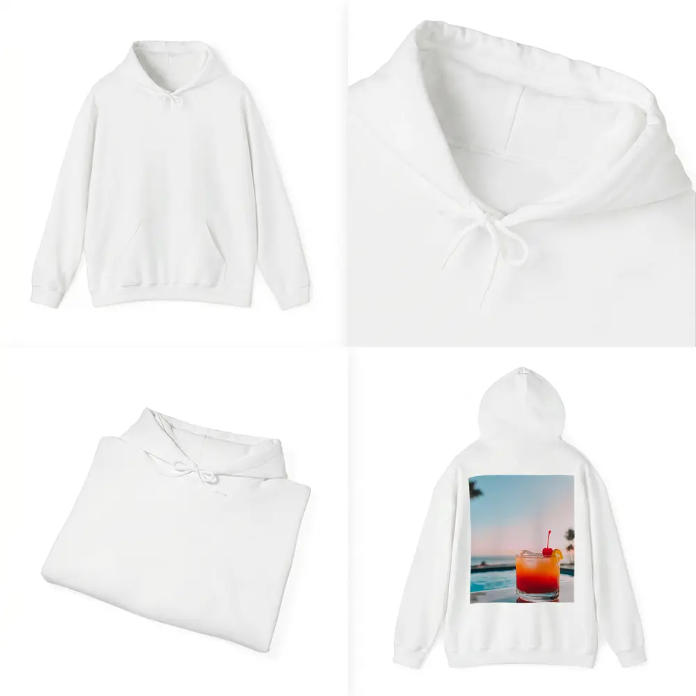 Tropical Cocktail Sunset Ocean Pool View – Hoodies