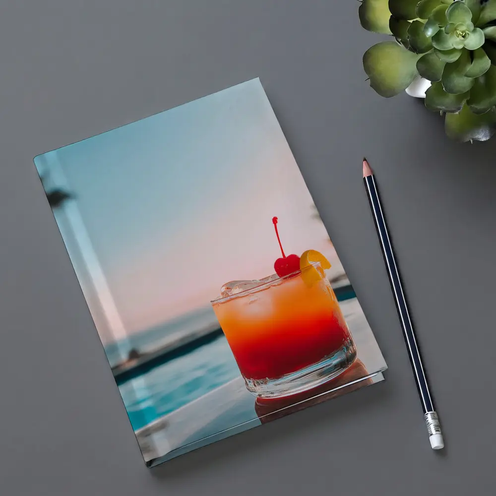 Tropical Cocktail Sunset Ocean Pool View – Notebooks