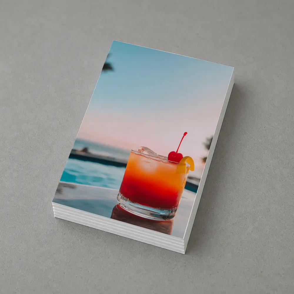 Tropical Cocktail Sunset Ocean Pool View – Postcards
