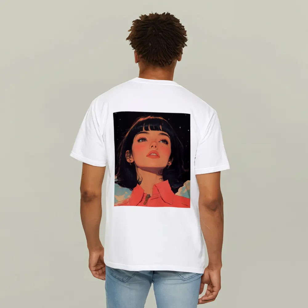 Anime Girl Pink Jacket Starry Night Sky – T-Shirts
