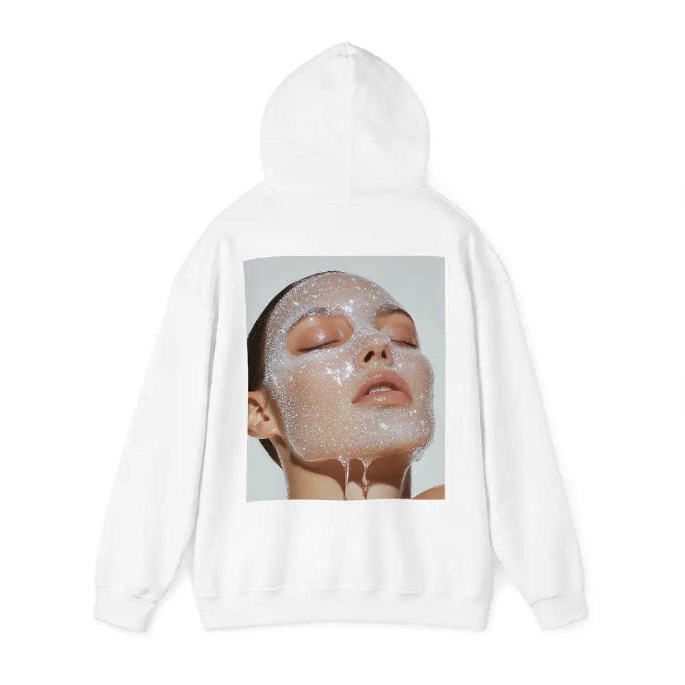 Woman Face Sparkling Foam Skincare White Background – Hoodies