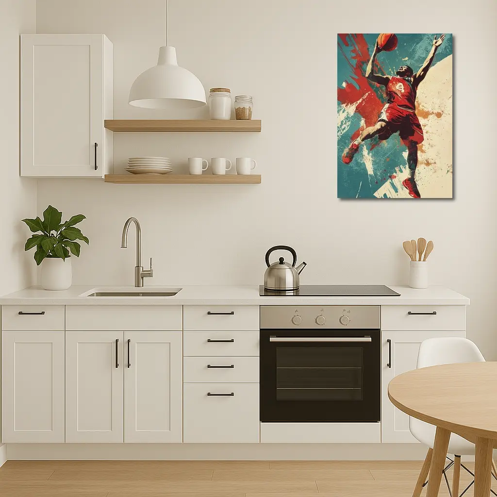 Basketball Player Dunking Retro Grunge Art – Wall Art