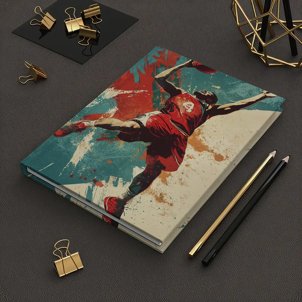 Basketball Player Dunking Retro Grunge Art – Notebooks