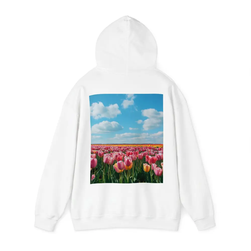 Pink Tulip Field Blue Sky Clouds – Hoodies