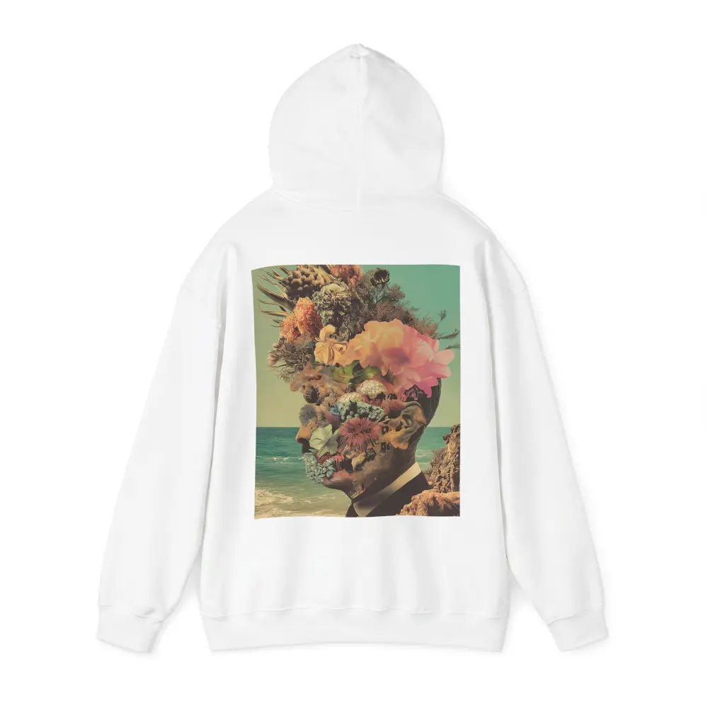 Floral Collage Head Portrait Beach Background – Hoodies