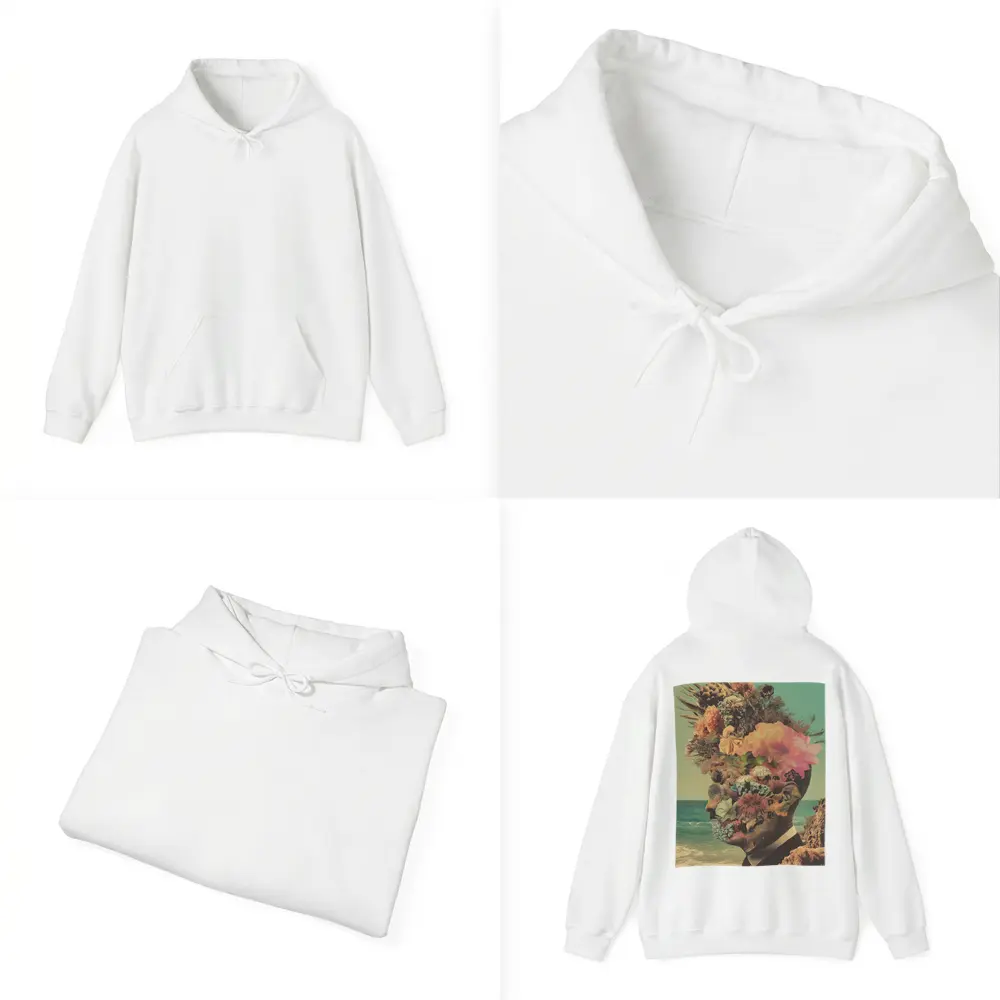 Floral Collage Head Portrait Beach Background – Hoodies