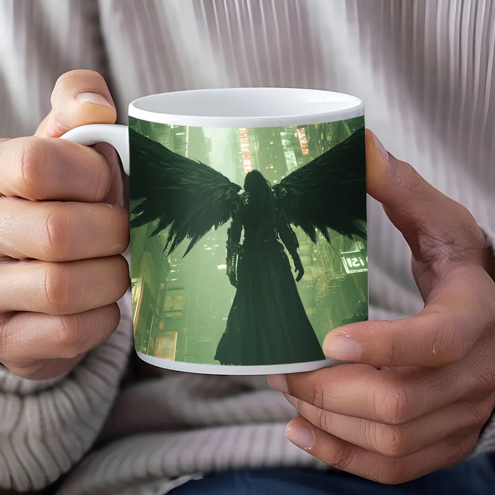 Dark Angel Black Wings Cyberpunk City – Mugs
