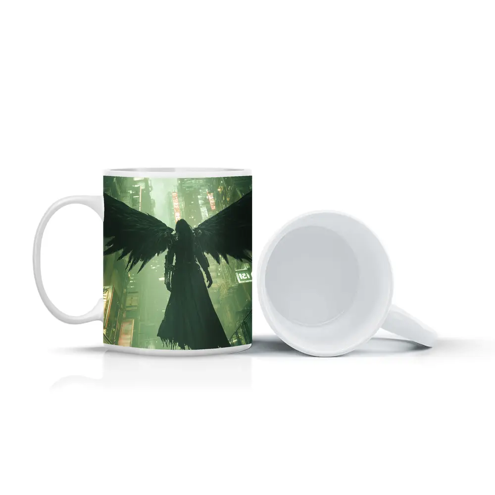 Dark Angel Black Wings Cyberpunk City – Mugs